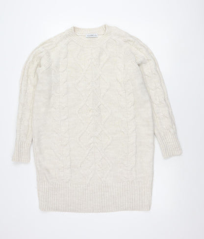 Gallery Women’s Beige Cable-Knit Crew Neck Jumper Size S