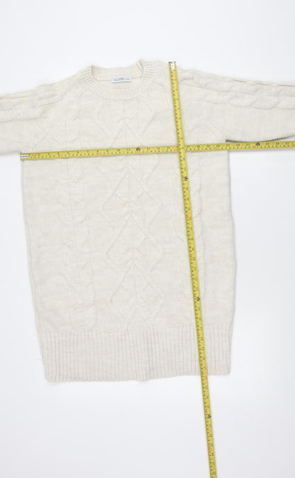 Gallery Women’s Beige Cable-Knit Crew Neck Jumper Size S