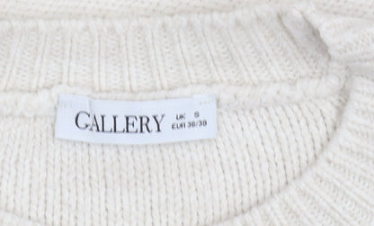 Gallery Women’s Beige Cable-Knit Crew Neck Jumper Size S
