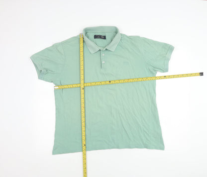 Paul Costelloe Men's Green XL Cotton Short Sleeve Polo Shirt