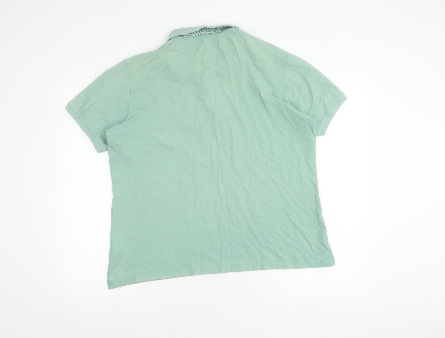Paul Costelloe Men's Green XL Cotton Short Sleeve Polo Shirt