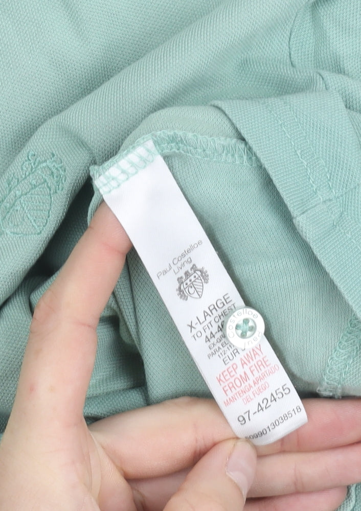Paul Costelloe Men's Green XL Cotton Short Sleeve Polo Shirt