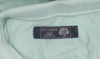 Paul Costelloe Men's Green XL Cotton Short Sleeve Polo Shirt