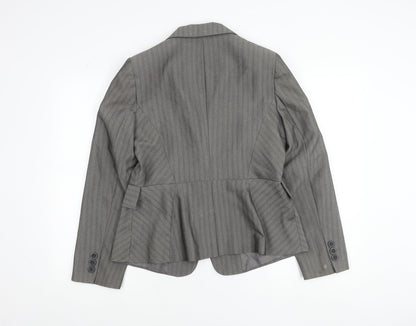 Dunnes Women Grey Pinstripe Single-Breasted Blazer Size 14 Medium