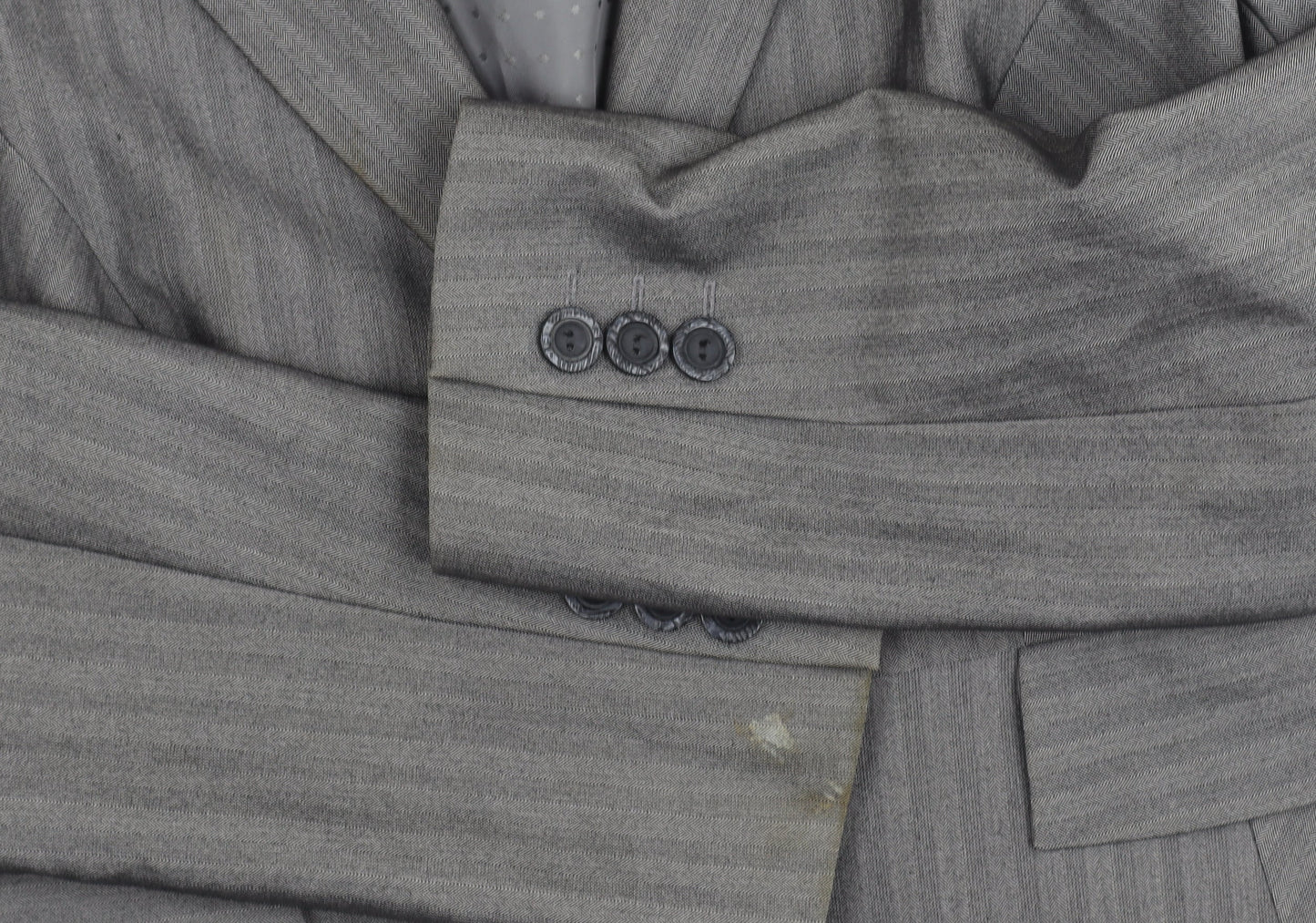 Dunnes Women Grey Pinstripe Single-Breasted Blazer Size 14 Medium