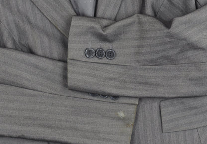 Dunnes Women Grey Pinstripe Single-Breasted Blazer Size 14 Medium