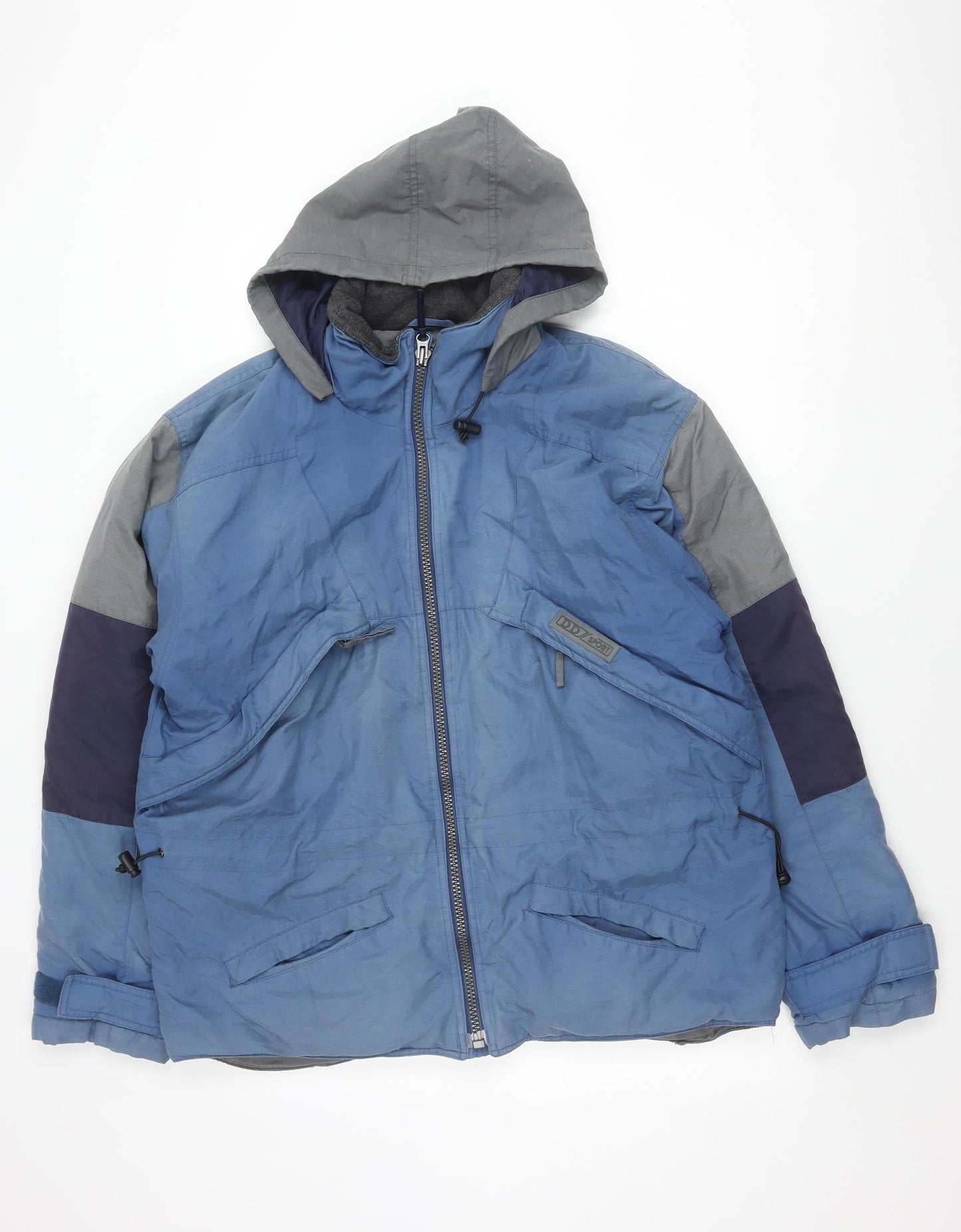 Daniel David Men's Blue Hooded Puffer Jacket Size M Nylon Winter Coat