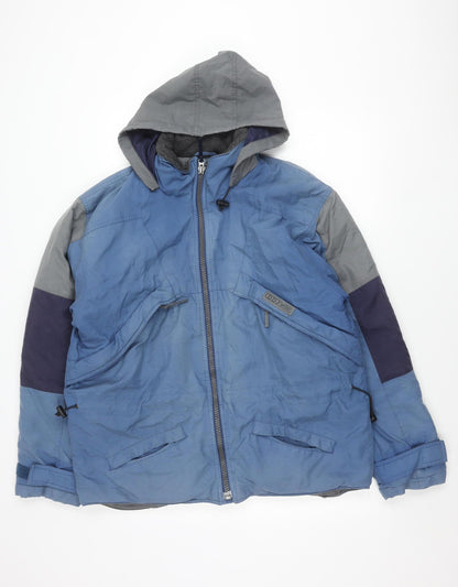 Daniel David Men's Blue Hooded Puffer Jacket Size M Nylon Winter Coat
