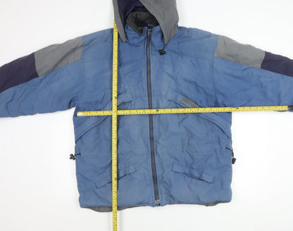 Daniel David Men's Blue Hooded Puffer Jacket Size M Nylon Winter Coat
