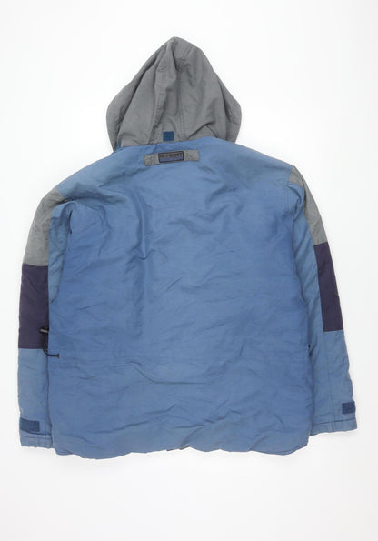 Daniel David Men's Blue Hooded Puffer Jacket Size M Nylon Winter Coat