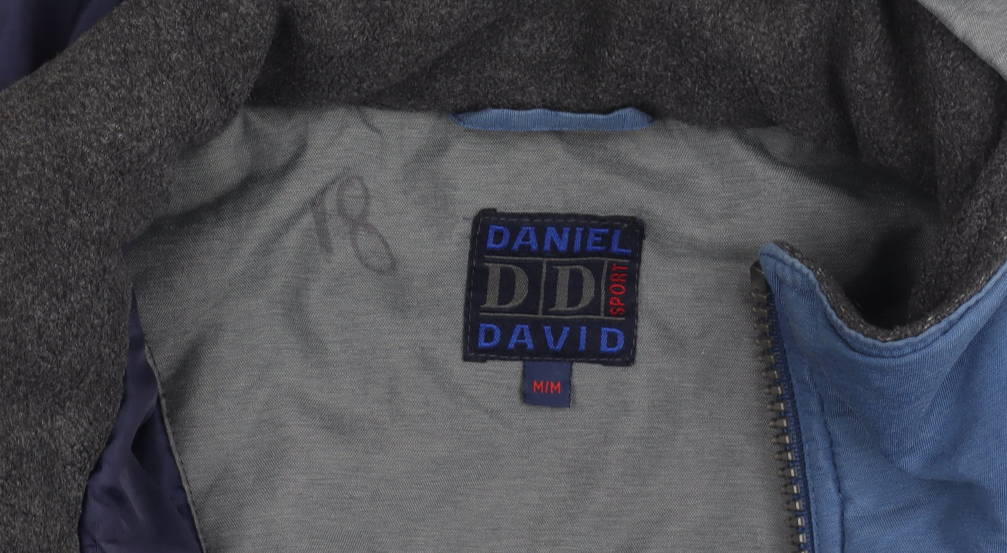 Daniel David Men's Blue Hooded Puffer Jacket Size M Nylon Winter Coat