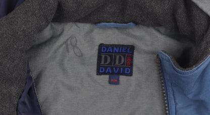 Daniel David Men's Blue Hooded Puffer Jacket Size M Nylon Winter Coat