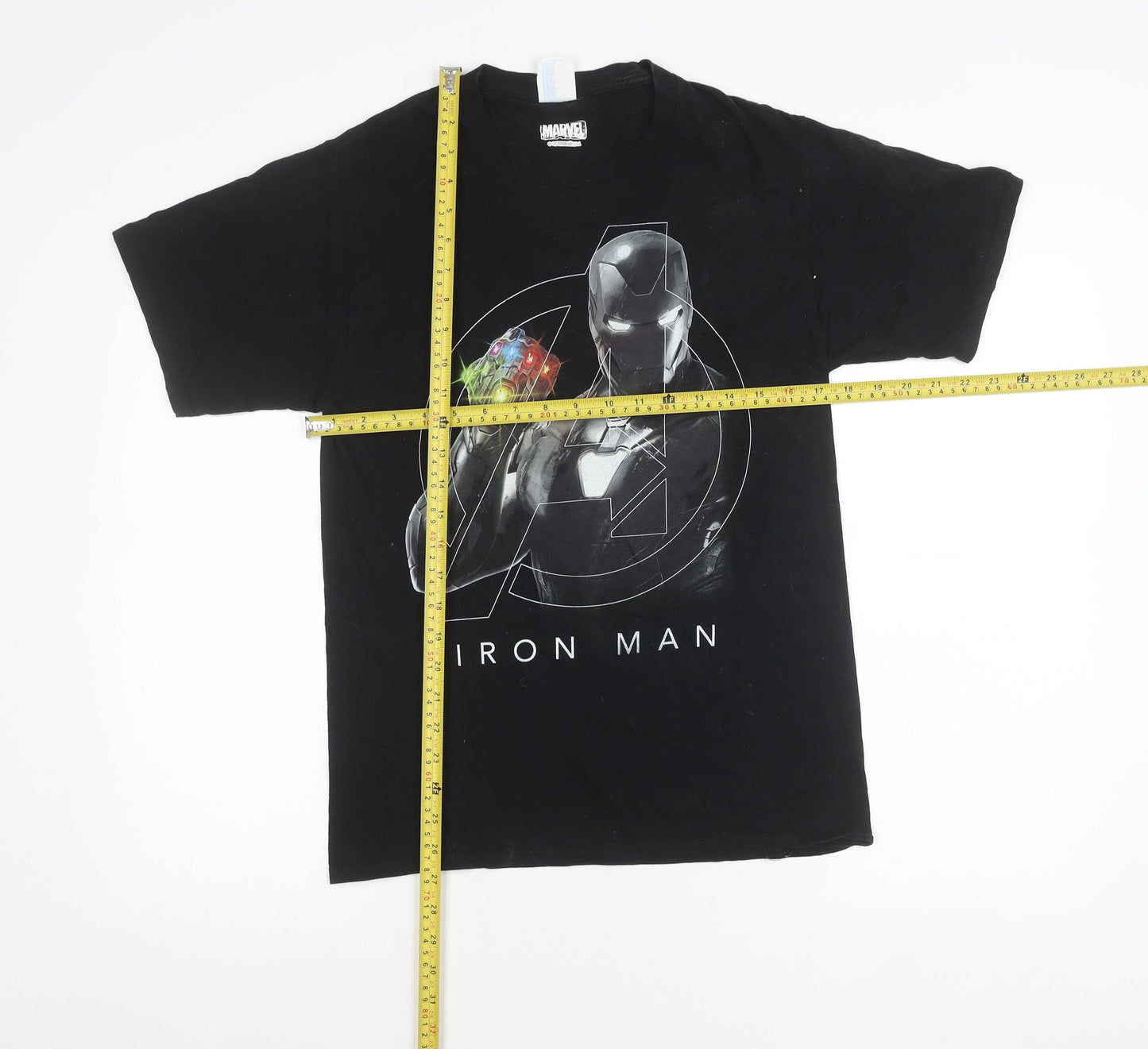 Port & Company Men’s Black Iron Man Marvel Graphic T-Shirt Size S