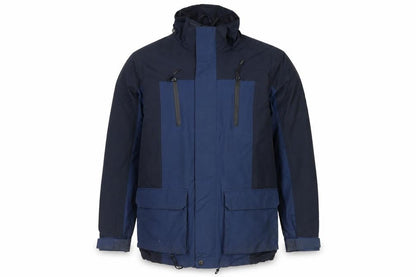 Front view of Maine New England Men's Blue Waterproof Parka Jacket, size S