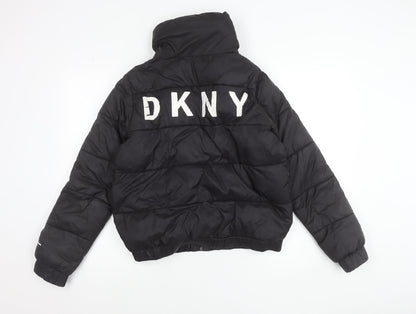 DKNY Women's Black Puffer Jacket Size S Short Quilted Winter Coat