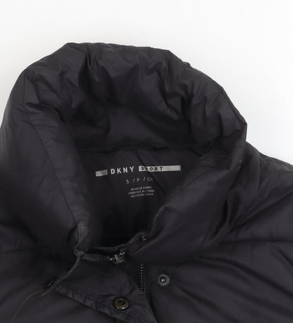 DKNY Women's Black Puffer Jacket Size S Short Quilted Winter Coat