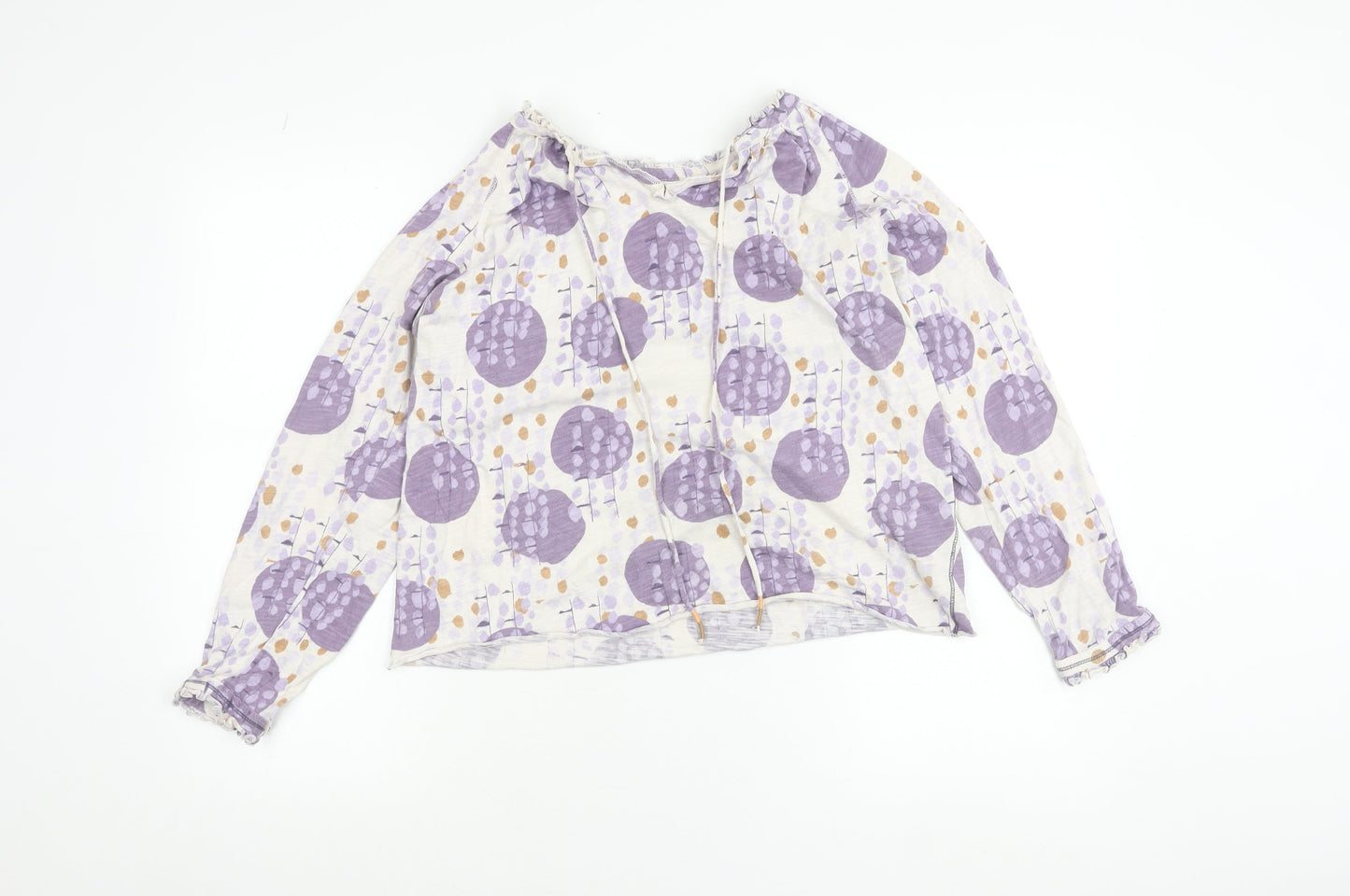 White Stuff Women's Multicoloured Floral Cotton Long Sleeve Blouse Size 12