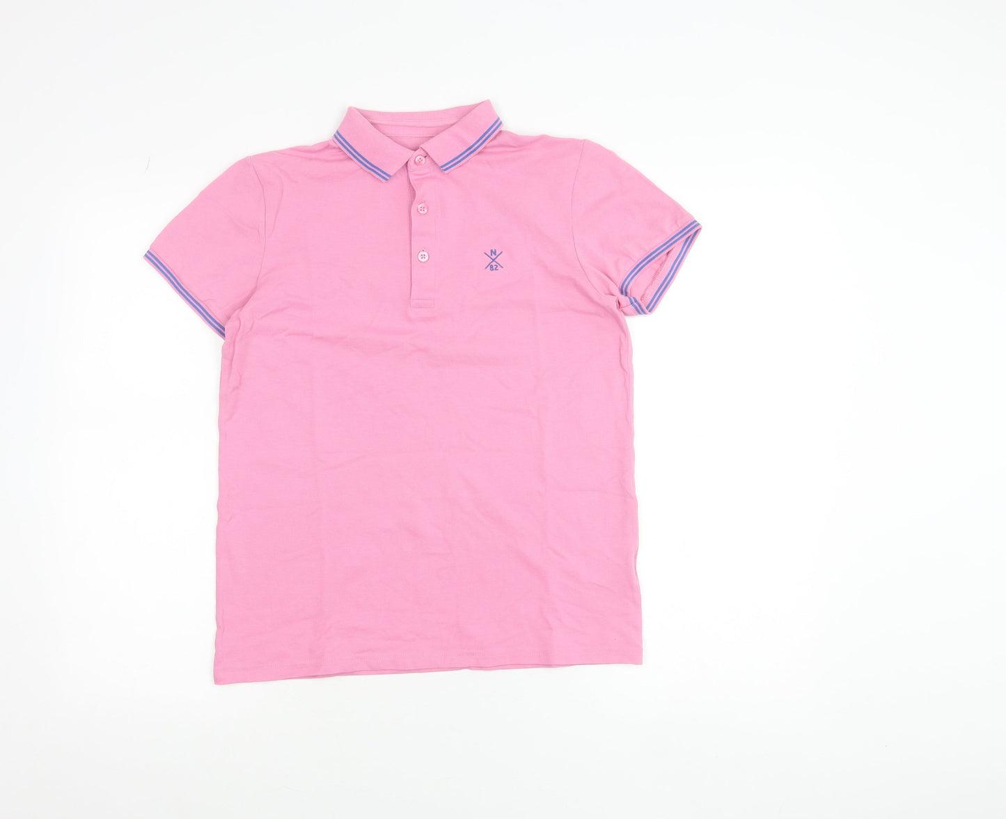 Next Girls Pink Polo Shirt 13 Years Cotton Elastane Short Sleeved Collared Top