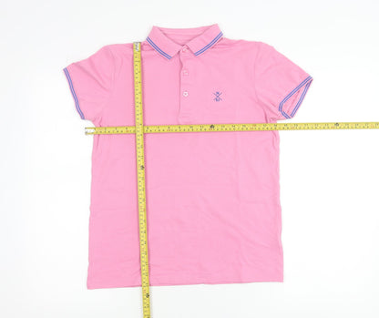Next Girls Pink Polo Shirt 13 Years Cotton Elastane Short Sleeved Collared Top
