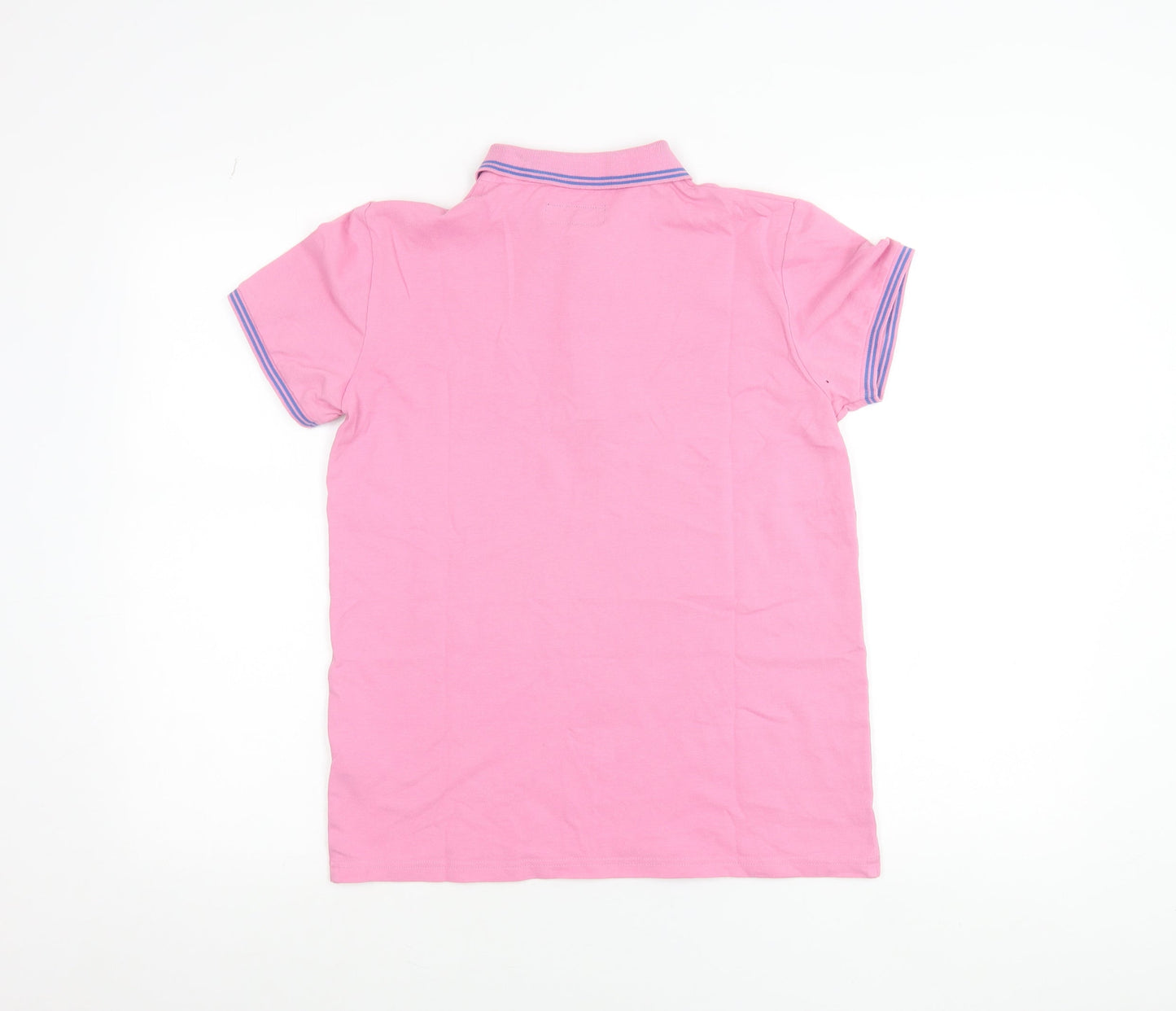 Next Girls Pink Polo Shirt 13 Years Cotton Elastane Short Sleeved Collared Top