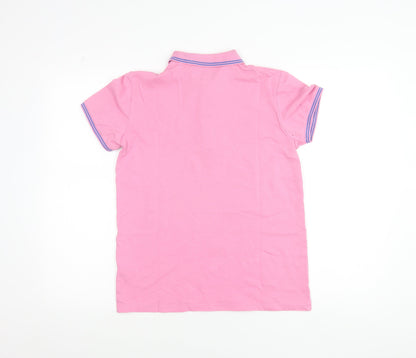 Next Girls Pink Polo Shirt 13 Years Cotton Elastane Short Sleeved Collared Top
