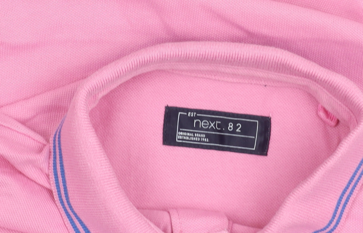 Next Girls Pink Polo Shirt 13 Years Cotton Elastane Short Sleeved Collared Top