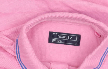 Next Girls Pink Polo Shirt 13 Years Cotton Elastane Short Sleeved Collared Top