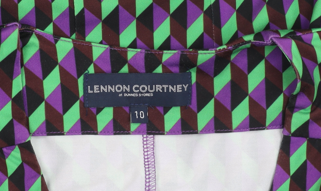 Lennon Courtney Women's Multicoloured Geometric Peplum Blouse Size 10