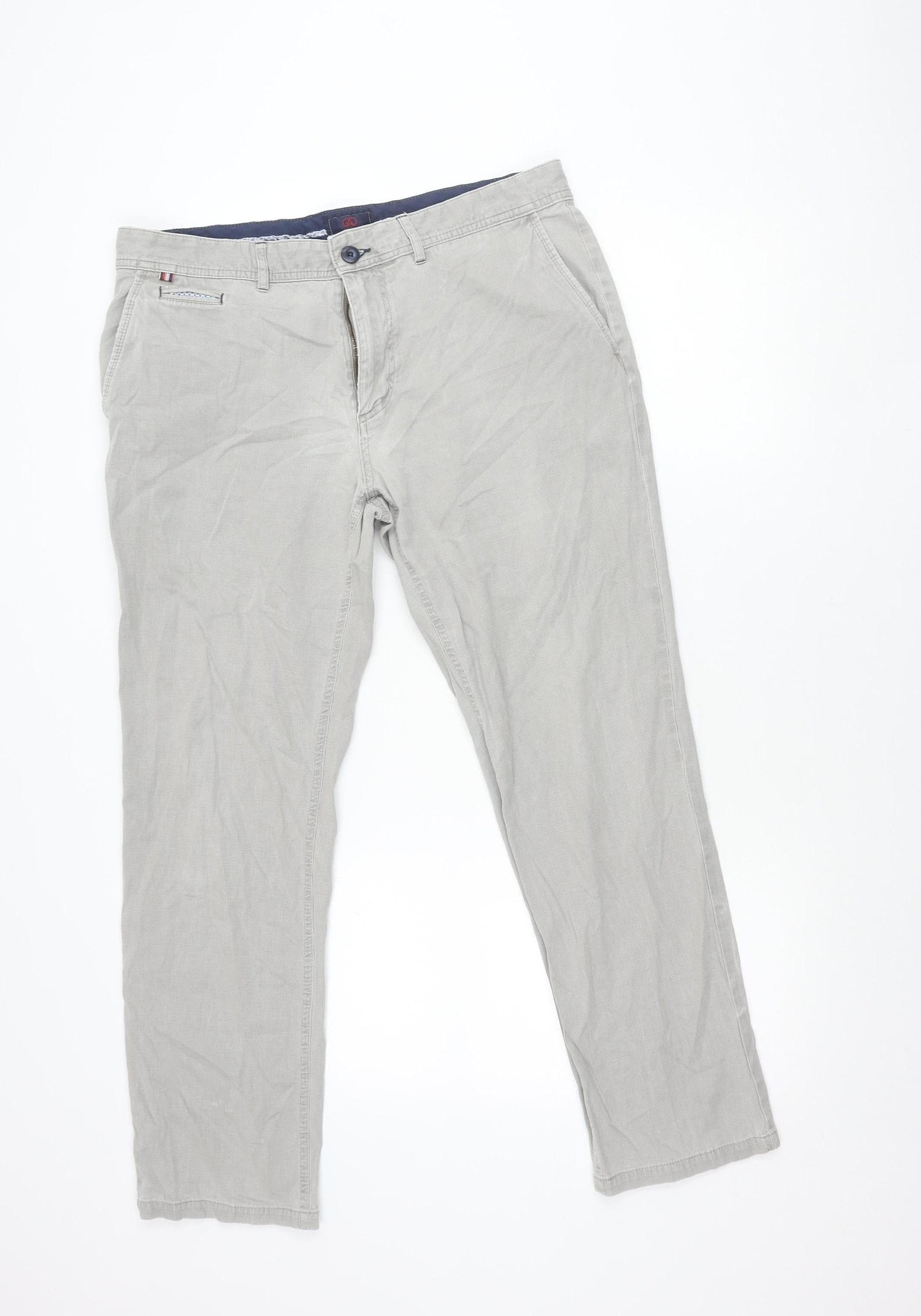 André Men’s Beige Chino Trousers 36S Modern Fit Cotton Stretch