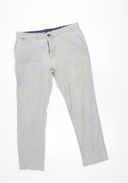 André Men’s Beige Chino Trousers 36S Modern Fit Cotton Stretch