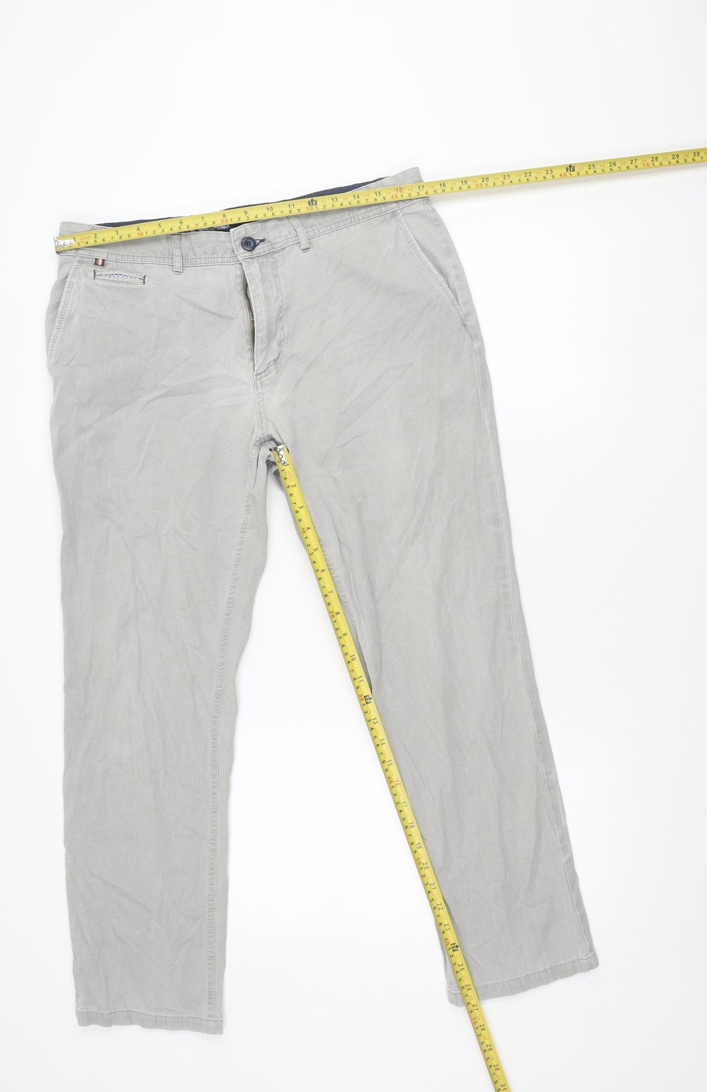 André Men’s Beige Chino Trousers 36S Modern Fit Cotton Stretch