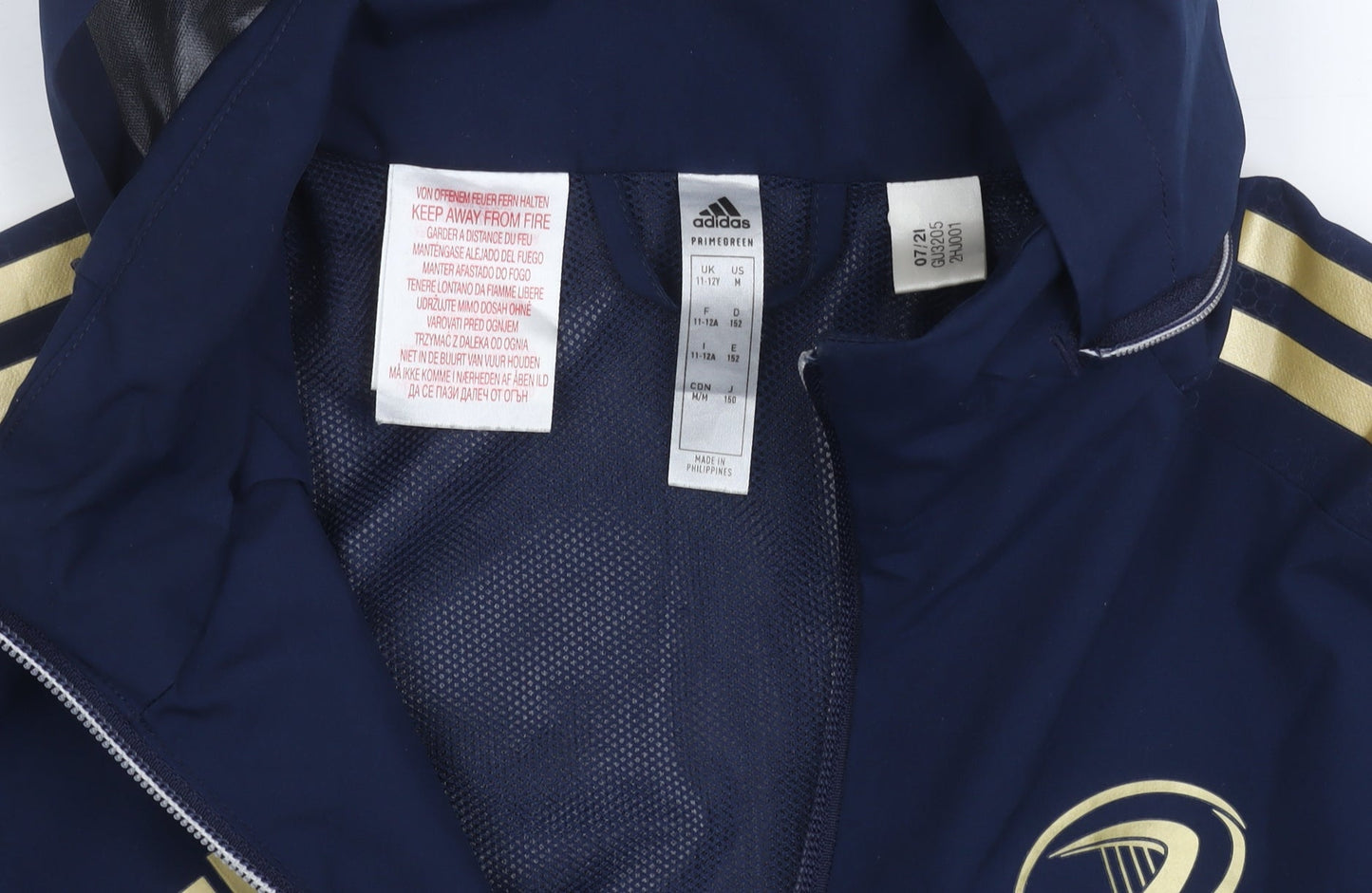 Adidas Boys Navy Leinster Rugby Hooded Windbreaker Jacket 11-12 Years
