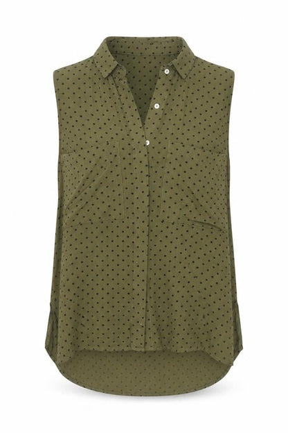 Stradivarius Womens Green Polka Dot Sleeveless Blouse Size L