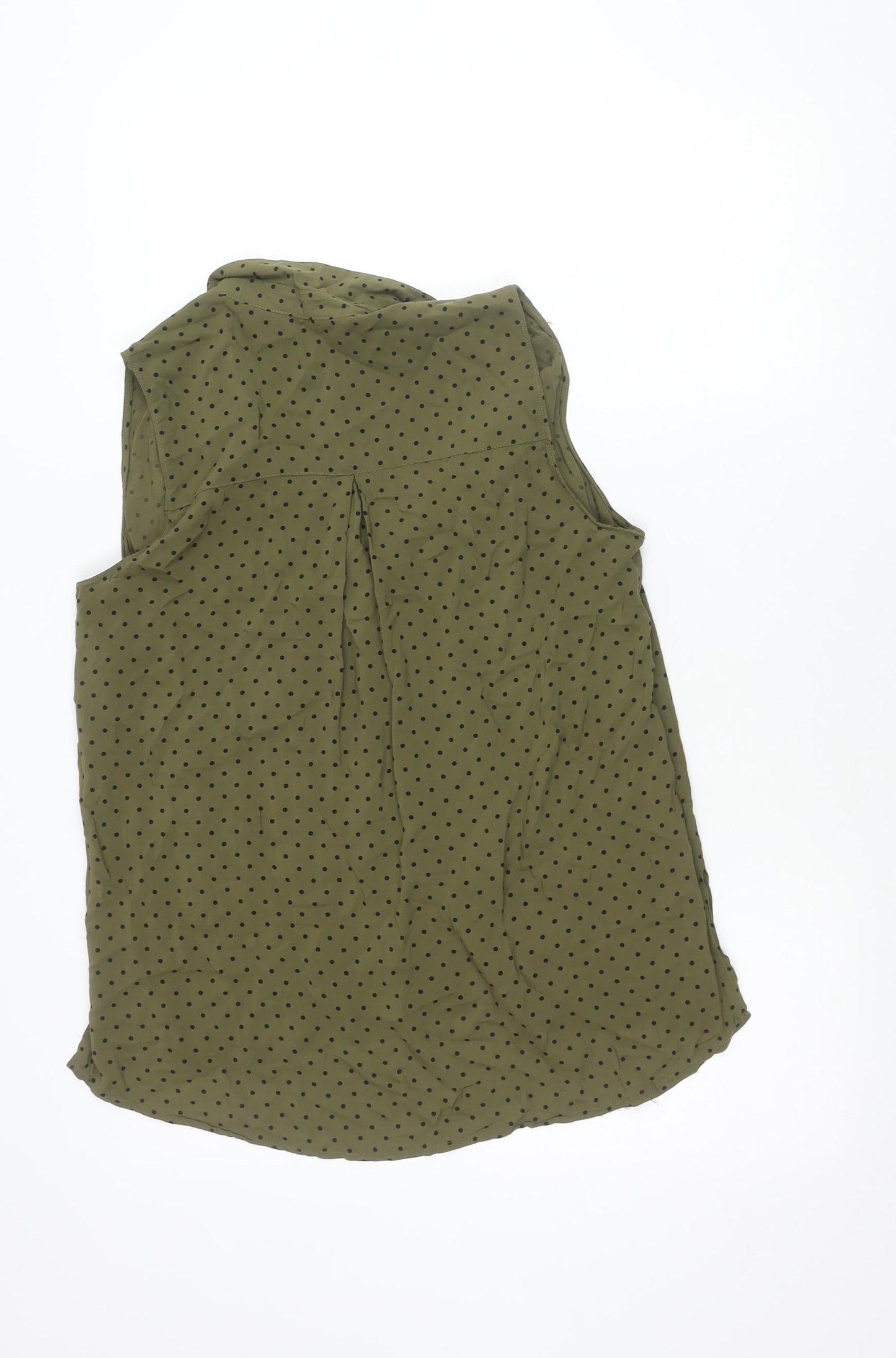Stradivarius Womens Green Polka Dot Sleeveless Blouse Size L