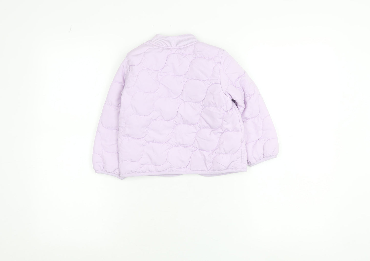 Marks and Spencer Girls Purple Puffer Jacket 2-3 Years Quilted Zip-Up