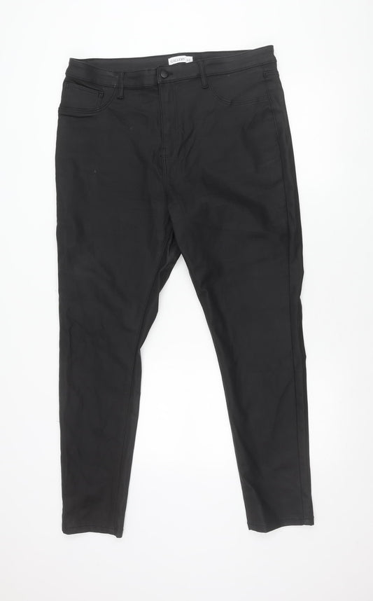 Gallery Womens Black Faux Leather Stretch Slim Trousers Size 20