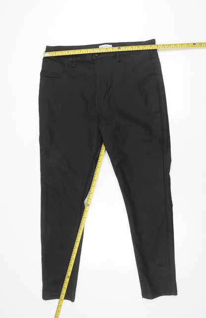 Gallery Womens Black Faux Leather Stretch Slim Trousers Size 20