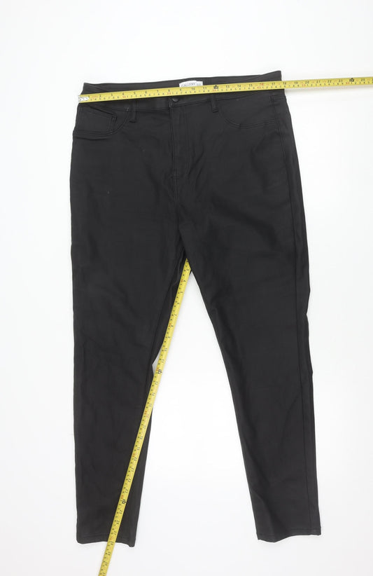Gallery Womens Black Faux Leather Stretch Slim Trousers Size 20