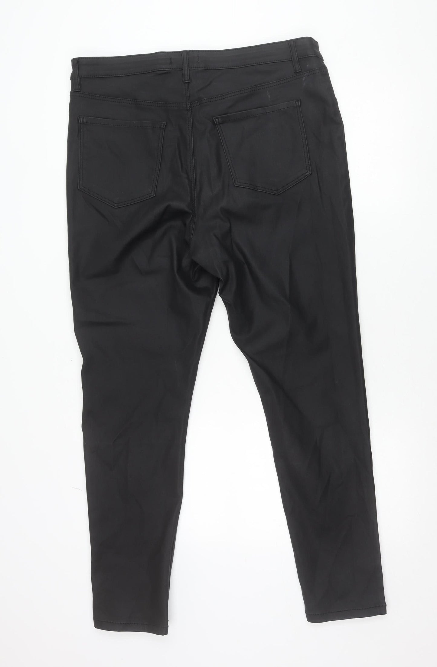 Gallery Womens Black Faux Leather Stretch Slim Trousers Size 20