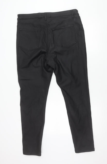 Gallery Womens Black Faux Leather Stretch Slim Trousers Size 20