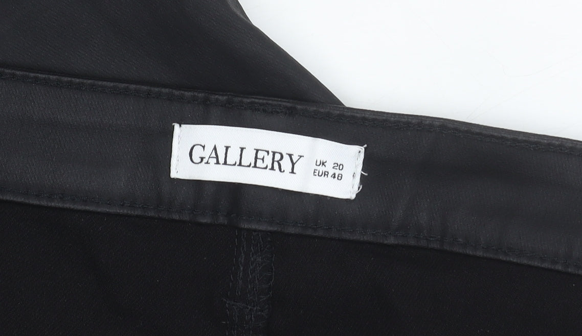 Gallery Womens Black Faux Leather Stretch Slim Trousers Size 20