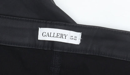 Gallery Womens Black Faux Leather Stretch Slim Trousers Size 20