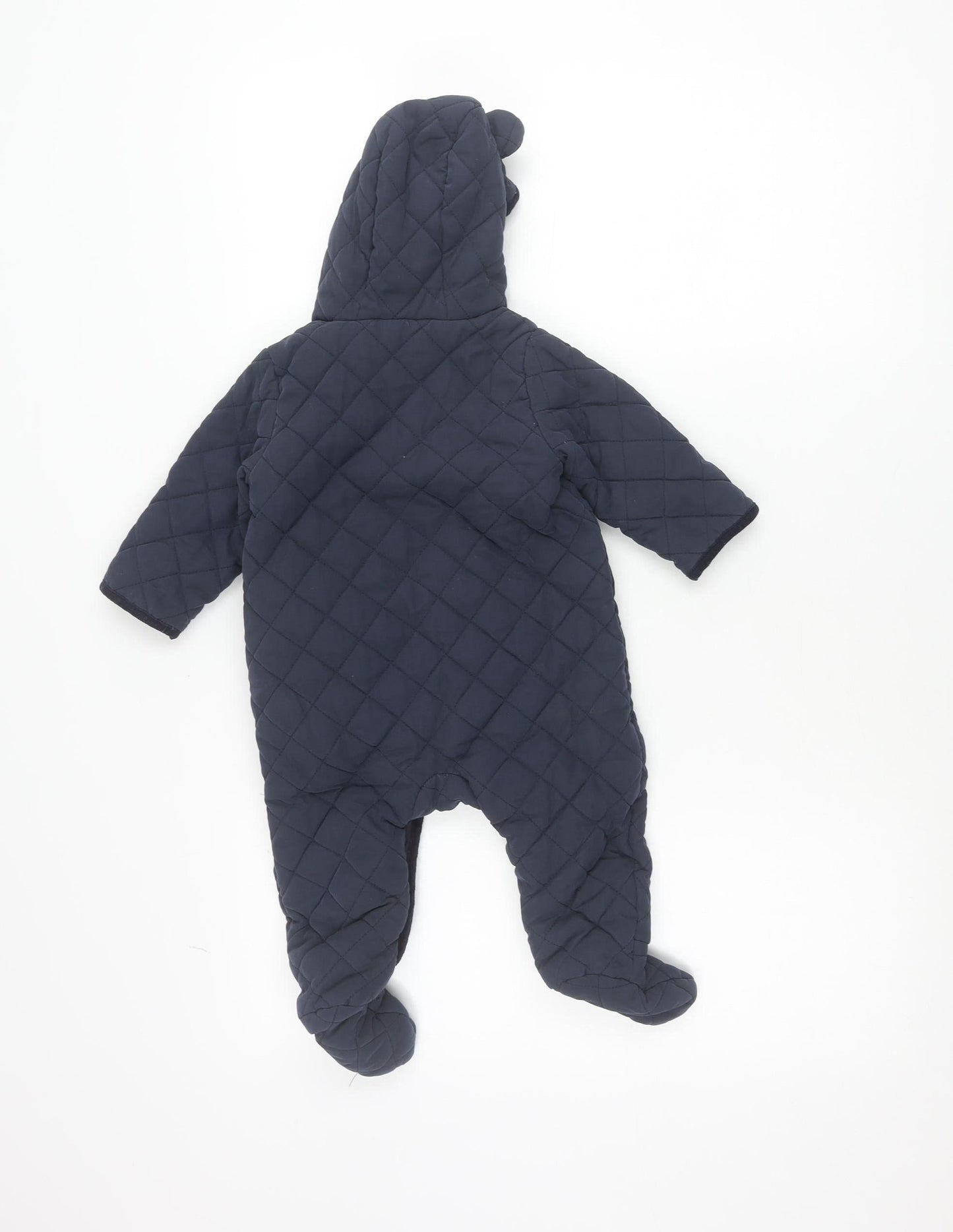 babyGap Unisex Navy Quilted Hooded Snowsuit 6-12 Months Warm Lined Winter Suit