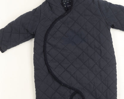 babyGap Unisex Navy Quilted Hooded Snowsuit 6-12 Months Warm Lined Winter Suit