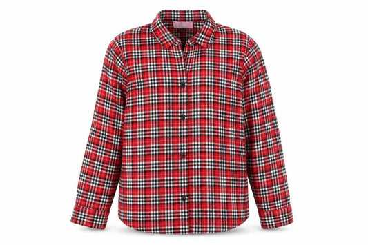 Front view of Elise Clemence London Men’s Red Check Cotton Flannel Shirt L