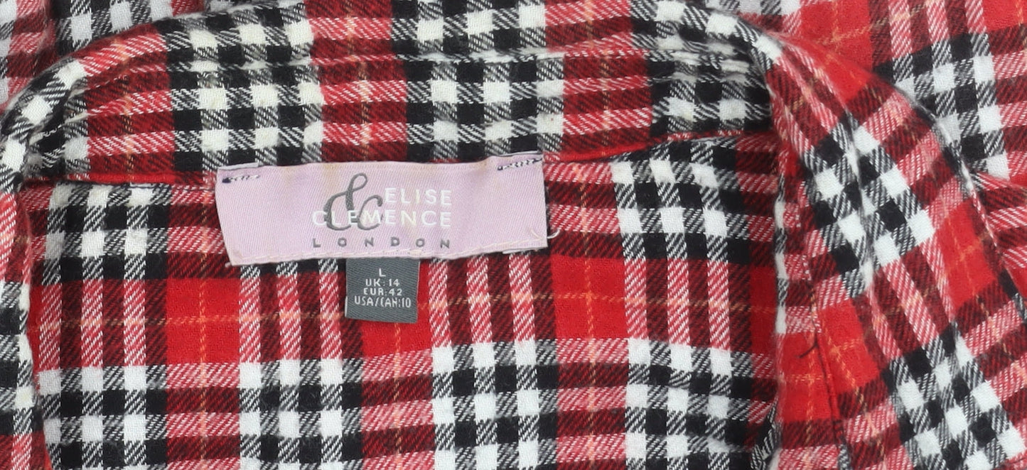 Elise Clemence London Men’s Red Check Cotton Flannel Shirt L