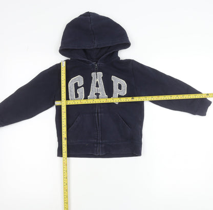 Gap Boys Blue Hooded Full Zip Logo Fleece Jacket 5 Years