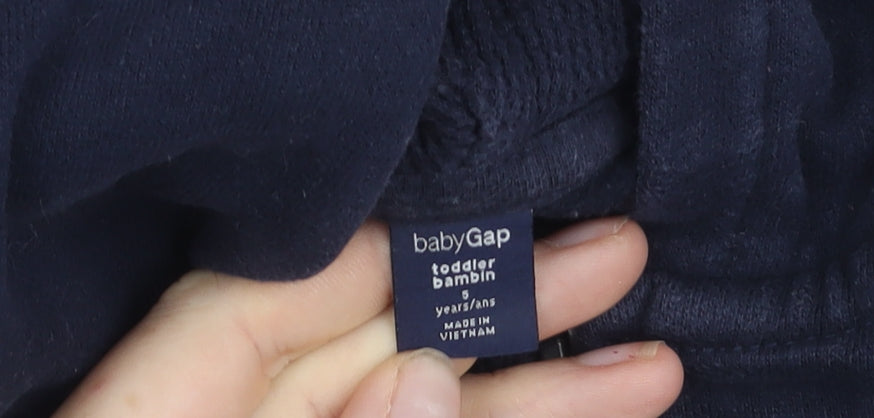 Gap Boys Blue Hooded Full Zip Logo Fleece Jacket 5 Years