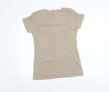 Vero Moda Women's Beige Floral Butterfly Print T-Shirt XL Short Sleeve