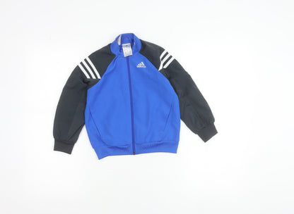 Adidas Boys Blue Track Jacket 3-4 Years Full Zip Lightweight Sportswear